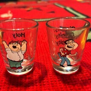 Set Of 2 Family Guy Shot Glasses Featuring Peter Griffin & Glenn Quagmire With F